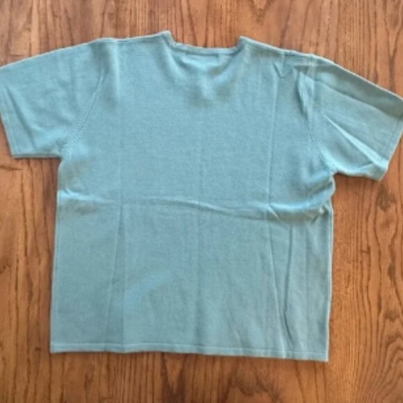Precious Fibers 100% Cashmere Short Sleeve Top Vintage Blue Size Medium Soft - Picture 6 of 6